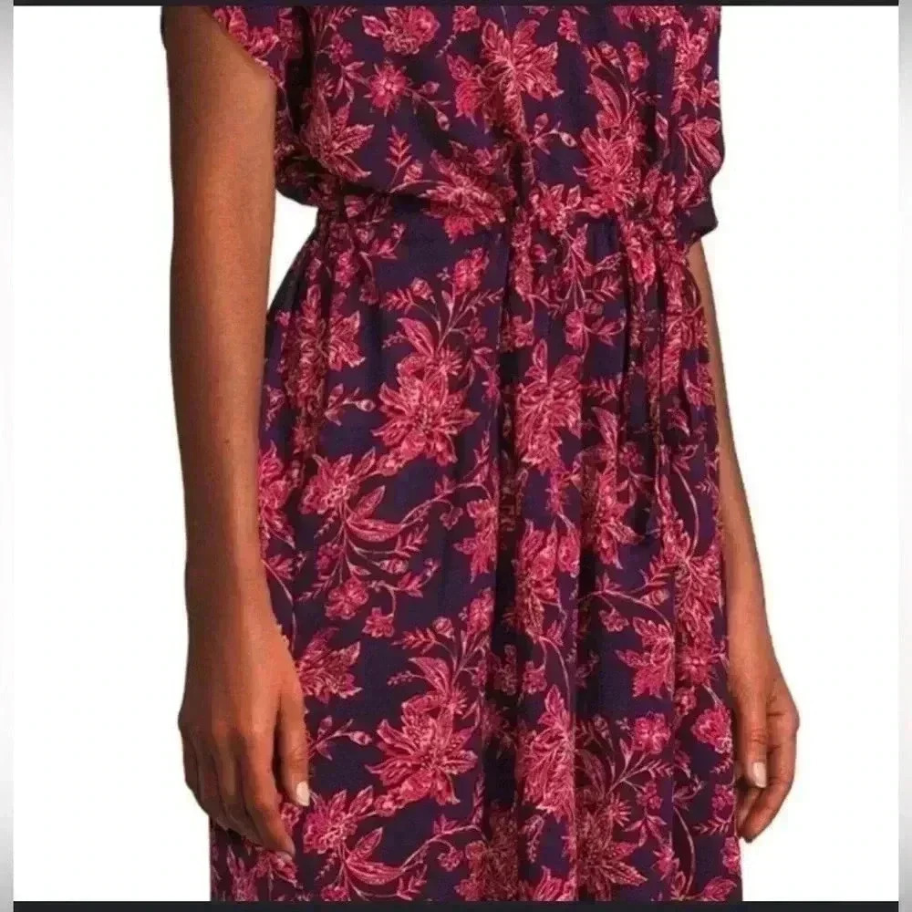 Women's Lands' End Gathered Waist Kaftan Swim Cover-Up Dress size M/L - Picture 13 of 13